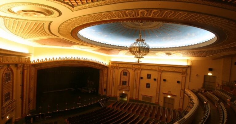 Inside of a dark theater