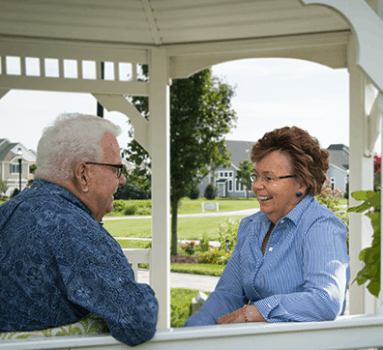 senior living couple in gazebo